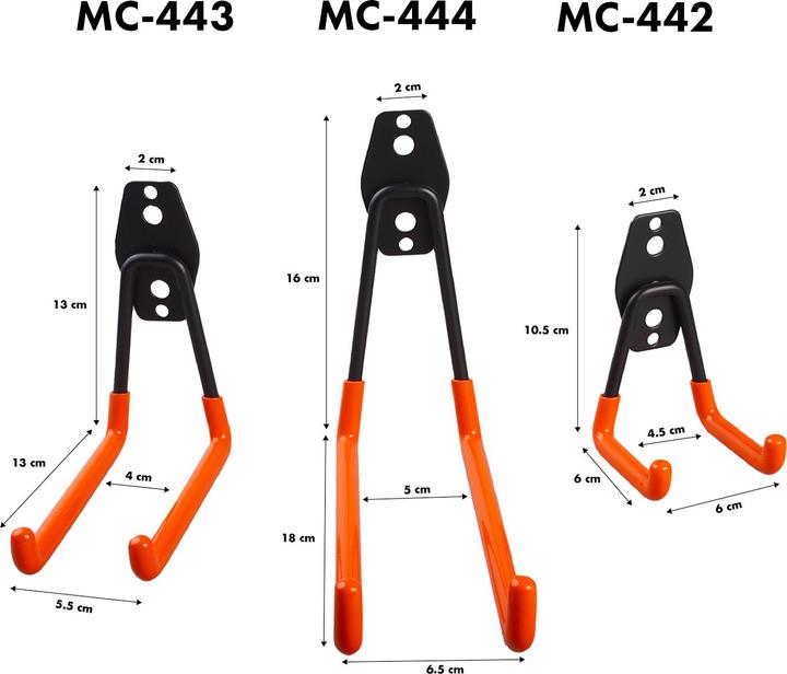 Image du produit Maclean Crochet mural en acier pour garage 25kg MC-444