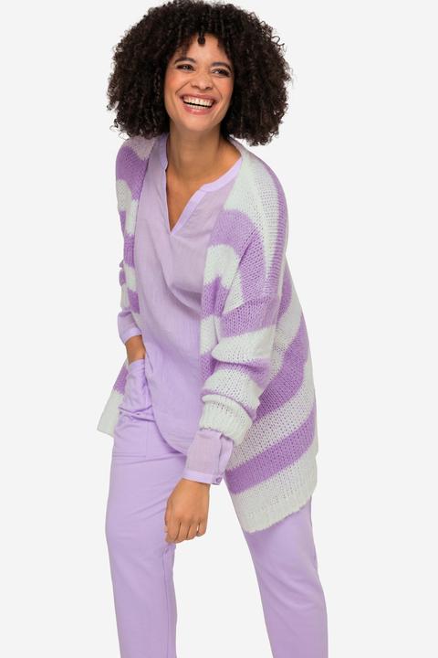 Produktbild Angel of Style Strickjacke, oversized, Blockstreifen, offene Form, V-Ausschnitt, Langarm (54)