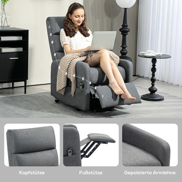 Produktbild Homcom Fernsehsessel mit Aufstehhilfe Polyester Dunkelgrau