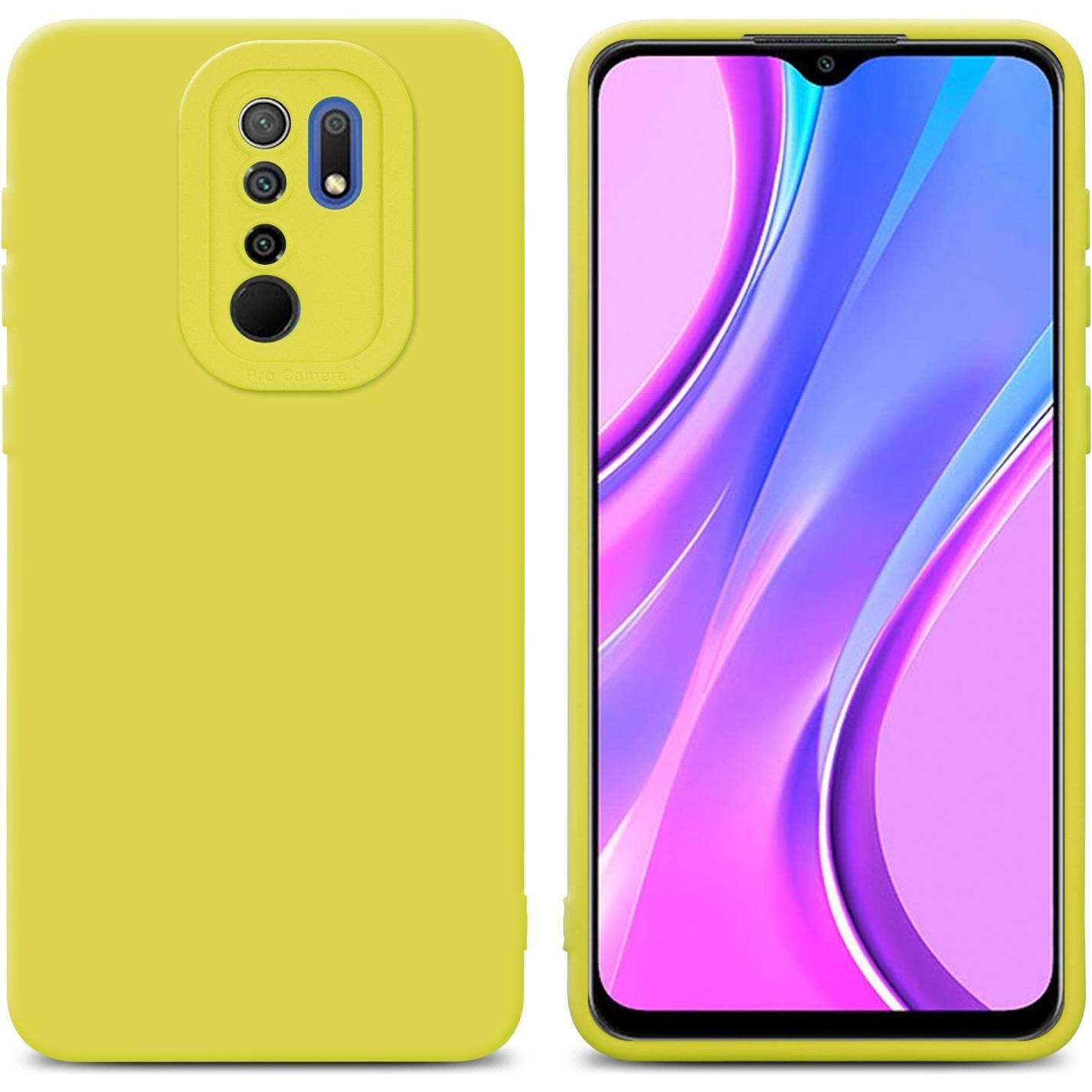 Cadorabo Hülle für Xiaomi RedMi 9 im TPU Fluid LM162 Style (Xiaomi Redmi 9), Smartphone Hülle, Gelb