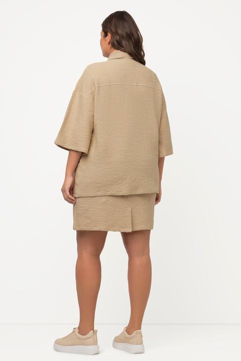 Immagine prodotto Ulla Popken Kimono in felpa di cotone biologico con texture 3D, collo e maniche a 3/4 (58)