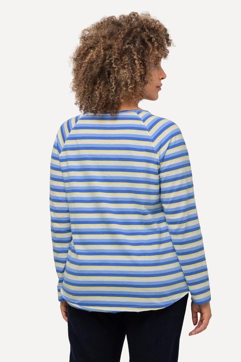 Image du produit Ulla Popken T-shirt à rayures et manches longues. Col rond et silhouette en A. (42, 44)