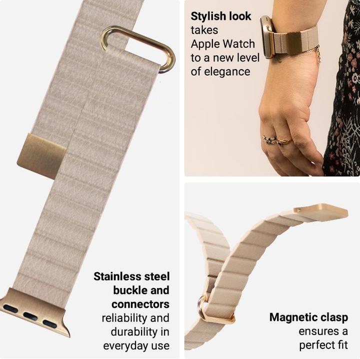 Immagine prodotto Crong Eclipse – Apple Watch Leder-Magnetarmband 38/40/41 mm (Beige) (Ecopelle)