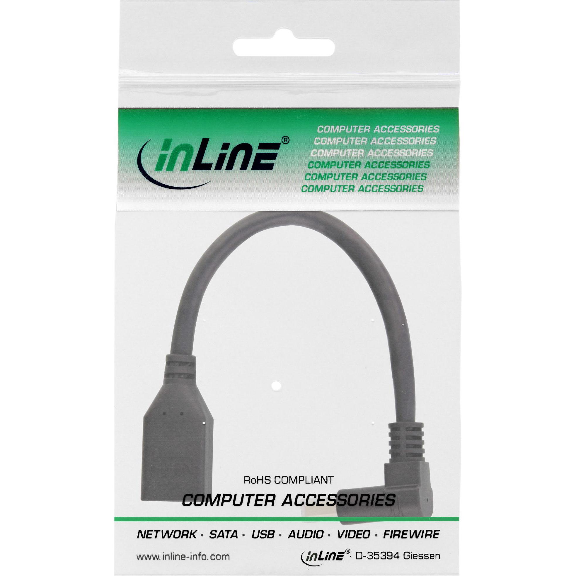 Thumbnail - InLine DisplayPort 1.4 Adapterkabel ST/BU (0.15 m, DisplayPort), Video Kabel