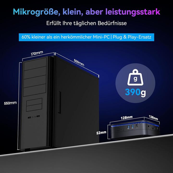 Actual product image Blackview Mini PC MP60 mit Intel Twin Lake N150, 16GB RAM, Windows 11 Pro, erweiterbarer SSD-Speicher (512 GB, 16 GB, Intel N150)