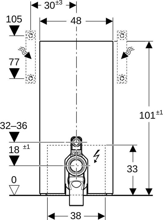 Produktbild Geberit Monolith PLUS Sanitärmodul für Stand-WC, 101cm, Wasseranschluss seitlich, mit P-Anschlusss