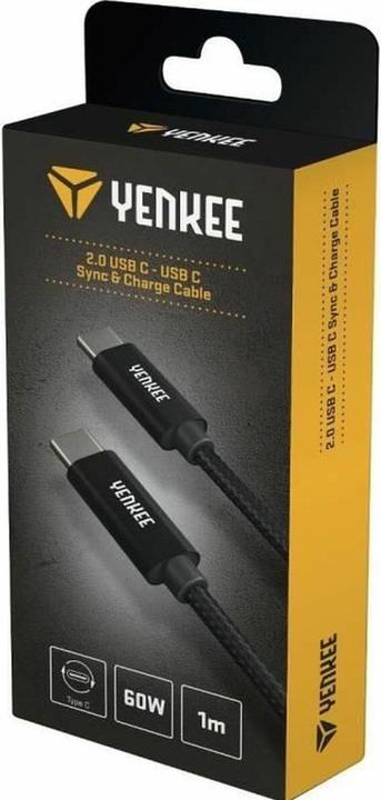 Immagine prodotto Yenkee YCU C101 BK Cavo USB-C 2.0 (M) - USB-C 2.0 (M) 1m nero / 480mb/s / fino a 60W (1 m, USB 2.0, 60 W)
