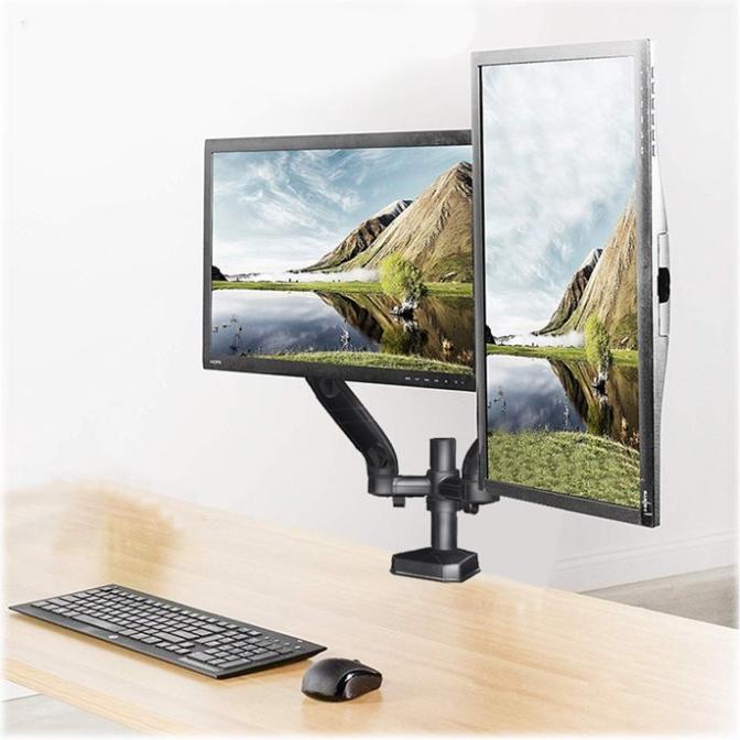 Actual product image Art RAMM L-18GD desk mount on gas springs for 2 monitors LED/LCD 10-32 L-18GD 9kg 2xUSB3.0 (Table, 32", 9 kg)