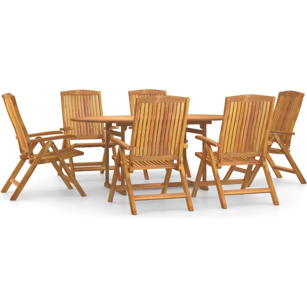 VidaXL, Gartentisch + Balkontisch, 7-tlg. Garten-Essgruppe Massivholz Teak,Material: Fein (180 cm)