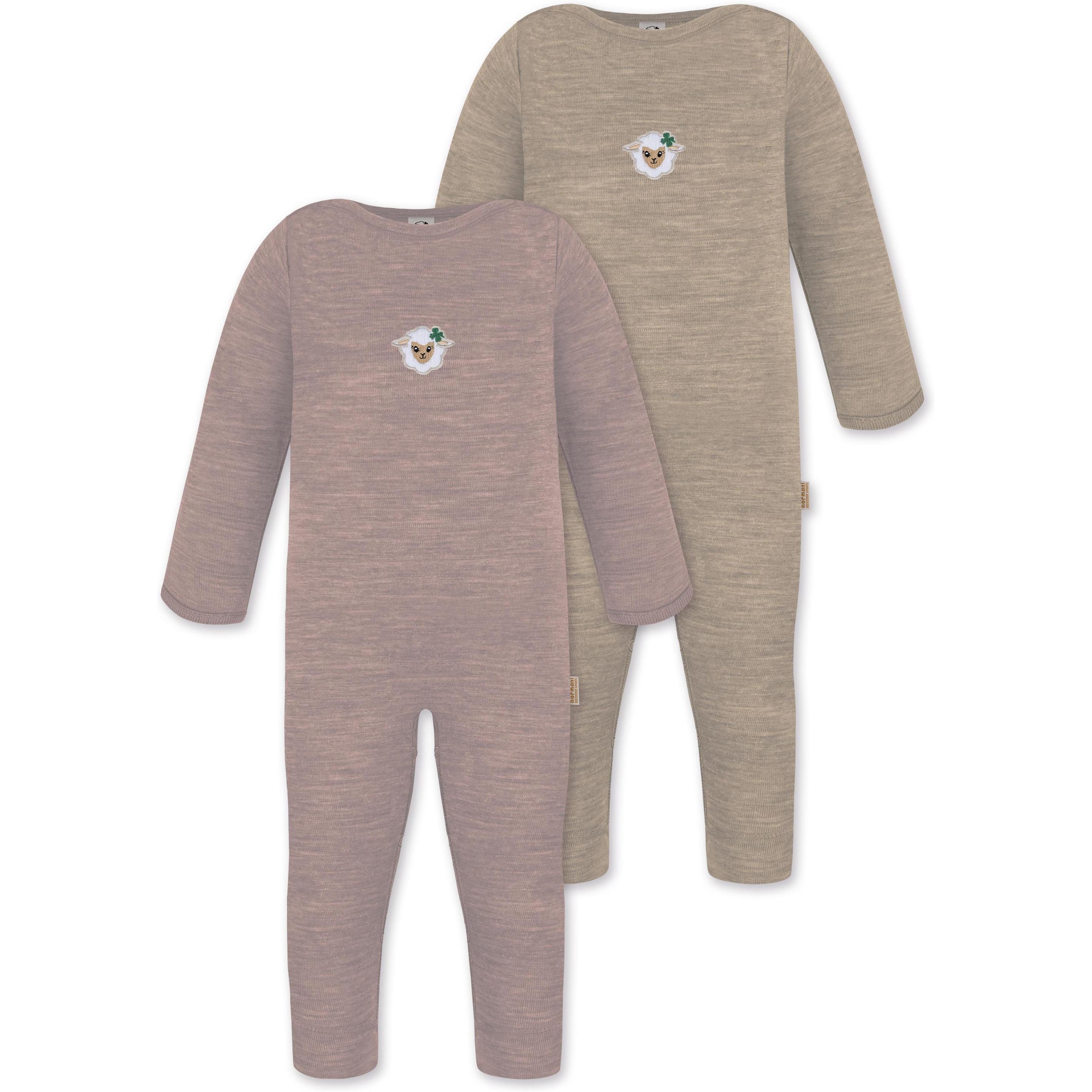 Normani, Herren, Strampler, 2er Pack Baby Merino Strampler „Tangoio" - 9595, Beige, (74)