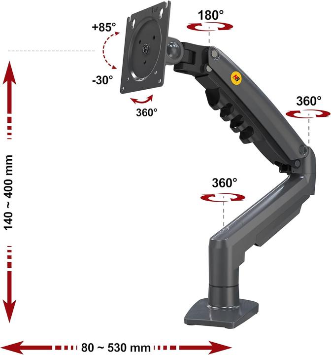 Image du produit NB Uchwyt biurkowy na monitor 17" - 30" (F80B) (30", 9 kg)