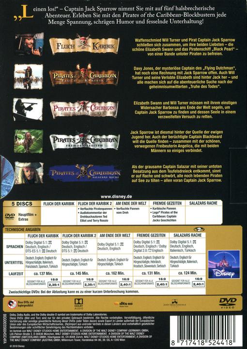 Immagine prodotto Pirati dei Caraibi - Maledizione dei Caraibi 1-5 (5 dischi) (DVD, 2017, Tedesco)