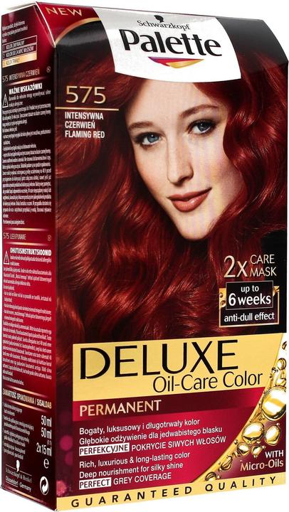 Palette Deluxe Oil-Care Hair Dye Permanently Colouring From Micro-Oil 575 Intense Red (575 Intense Red)