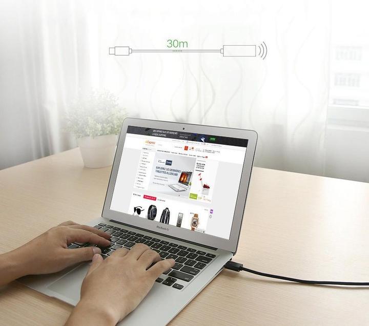 Actual product image Ugreen US121 USB 2.0 Extension Cable Active 5m - Black (5 m, USB 2.0)