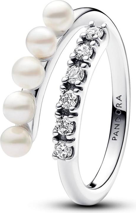 Immagine prodotto Pandora Anello aperto con perle coltivate d'acqua dolce e pavé trattati (58, 925 Argento)