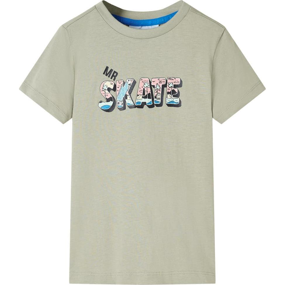 VidaXL, Unisex, Shirt, Kinder-T-Shirt Helles Khaki 116,Material: 100, Grün, (116)