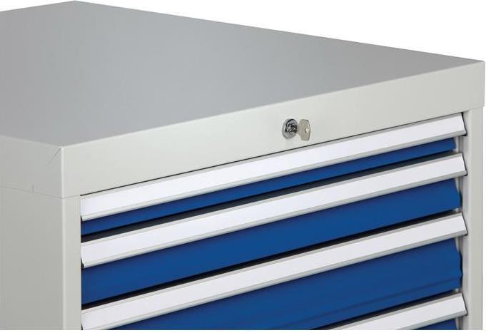 Produktbild Bedrunka & hirth Schubladenschrank H1019xB705xT736mm lichtgrau/signalblau 7 Schubl.Vollauszug (80 cm, 115 cm)