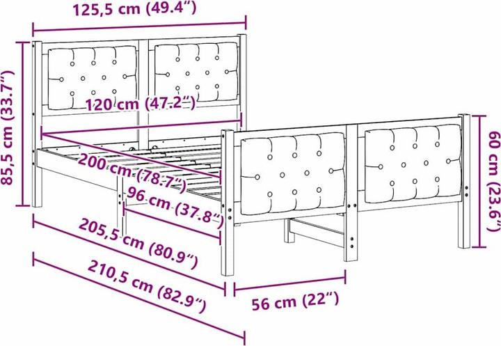 Image du produit vidaXL Modernes Bett (120 x 200 cm)