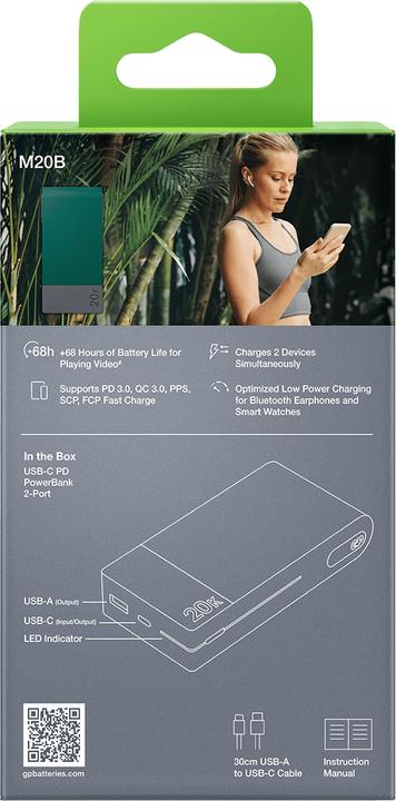 Actual product image GP Batteries GP M2 Series PowerBank (20000 mAh, 22.50 W, 74 Wh)