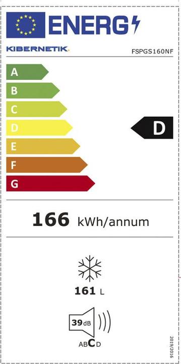 Label énergétique Kibernetik Congélateur FSP (Autonome, 161 l)