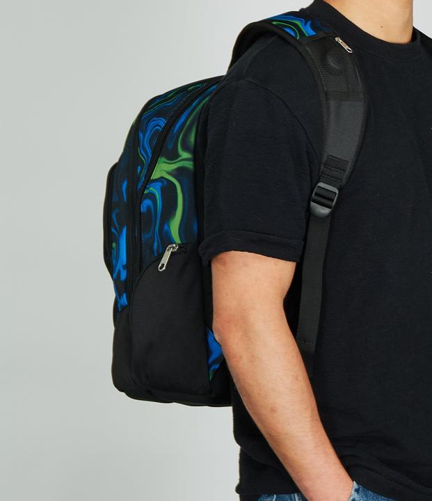 Actual product image Seven Advanced School Backpack, Black Blue, Multi-Shade Boy, Double Compartment Backpack with Wirele (3.20 l)