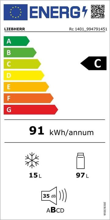 Label énergétique Liebherr Rc 1401 (112 l)