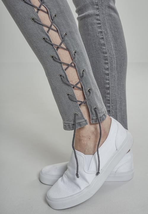 Actual product image Urban Classics Ladies Denim Lace Up Skinny Pants (28)