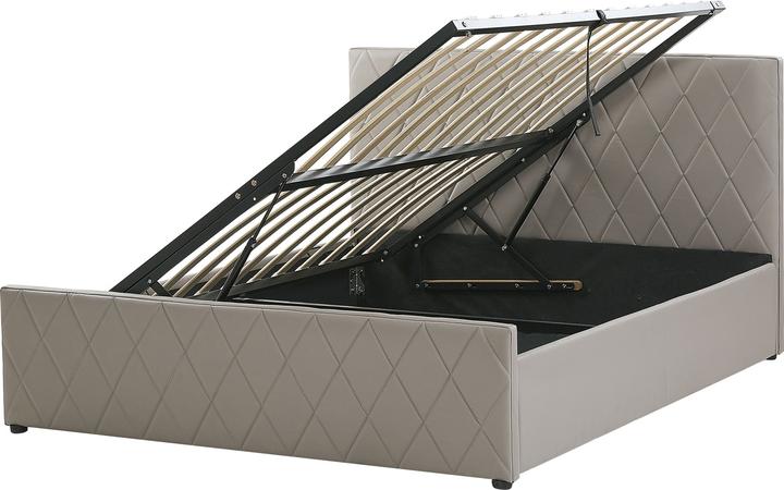 Produktbild Beliani Bett Kunstleder taupe Lattenrost Bettkasten hochklappbar 160 x 200 cm ROCHEFORT (160 x 200 cm)
