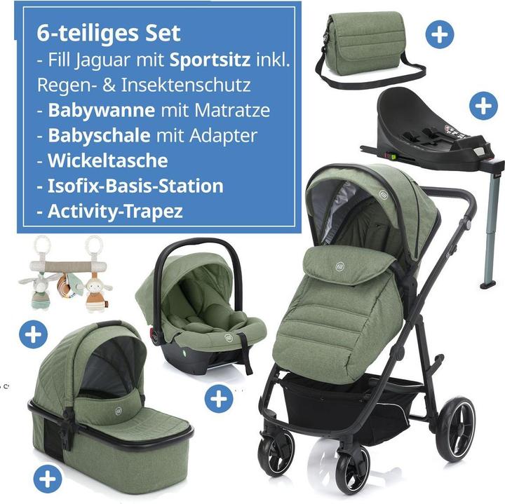 Produktbild Fillikid Kinderwagen 3 in 1 4-1 Kombi-Kinderwagen-Set Fill Jaguar mit (0 Monate - 4 Jahre)