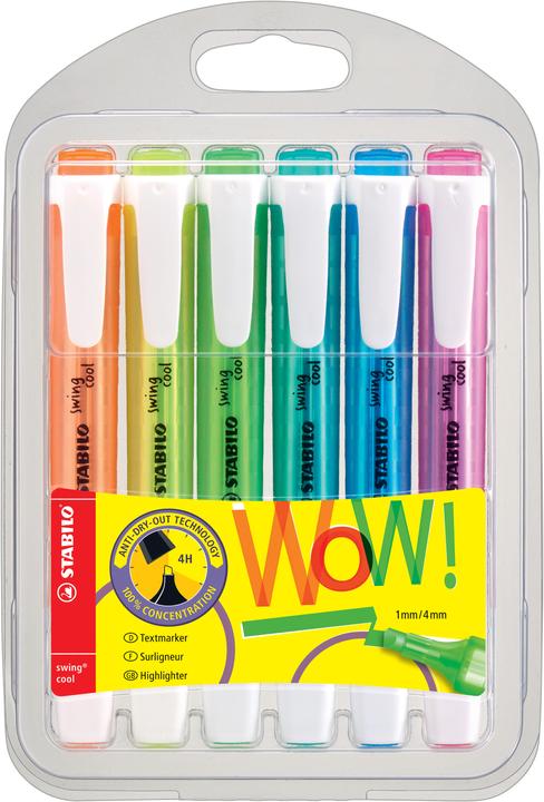 STABILO evidenziatore swing cool (Pink, Arancia, Giallo, Blu, Verde, Turchese, 4 mm, 6 x)