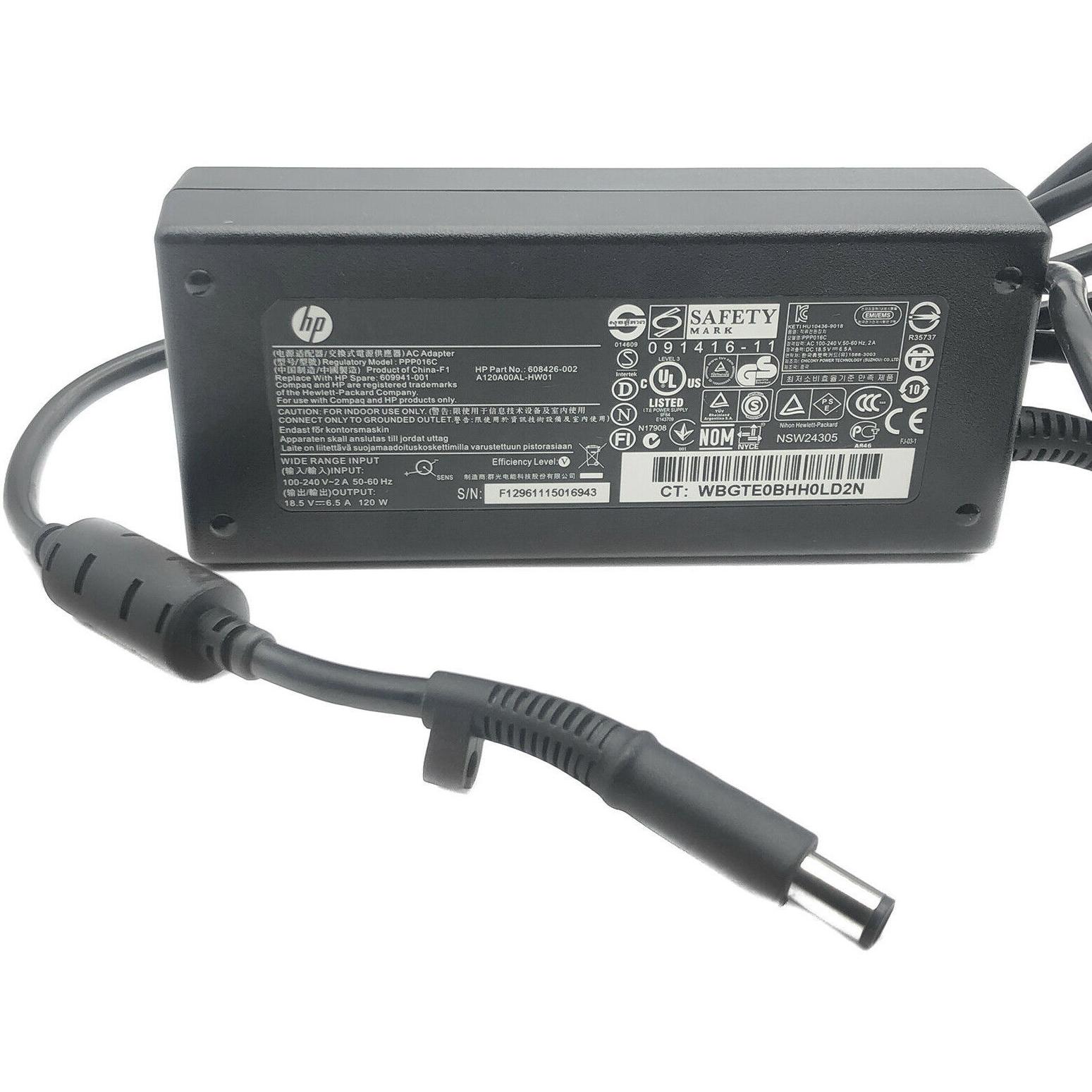 HP 609941-001 AC-Adapter (120 W), Notebook Netzteil, Schwarz