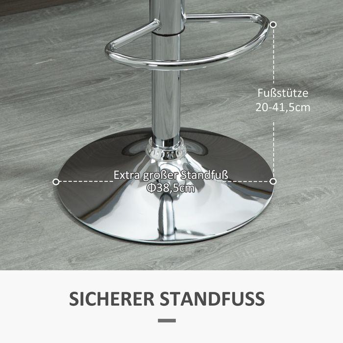Produktbild Swisshandel24 Barhocker-Set, 2-teilig, Lehne, höhenverstellbar, Weiss Kunstleder Stahl, bis 120kg 40x42x82-104 cm