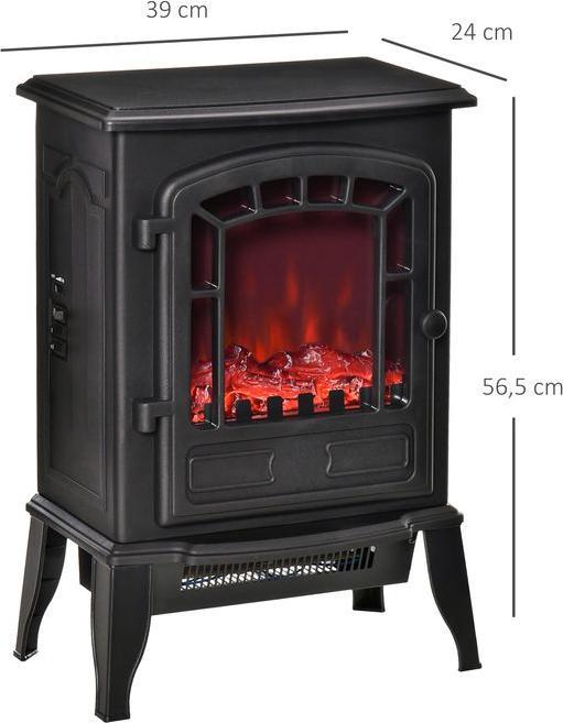 Swisshandel24 Elektrischer Bodenkamin, 2 Heizstufen, realistischer Flammeneffekt, vielseitig