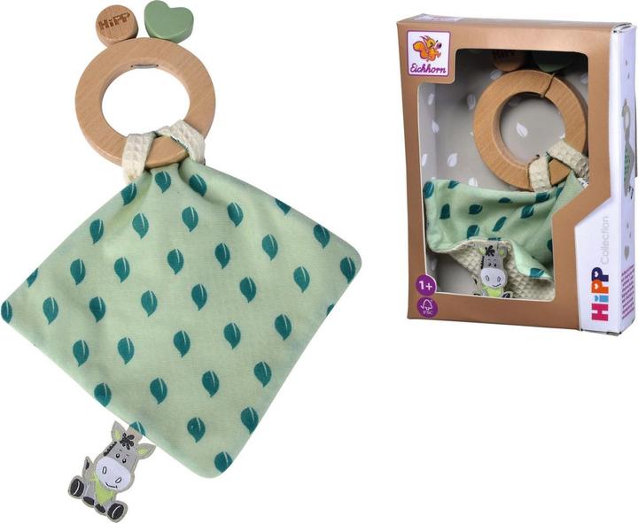 Actual product image Eichhorn Baby HIPP Wooden Teething Ring with Cuddle Cloth