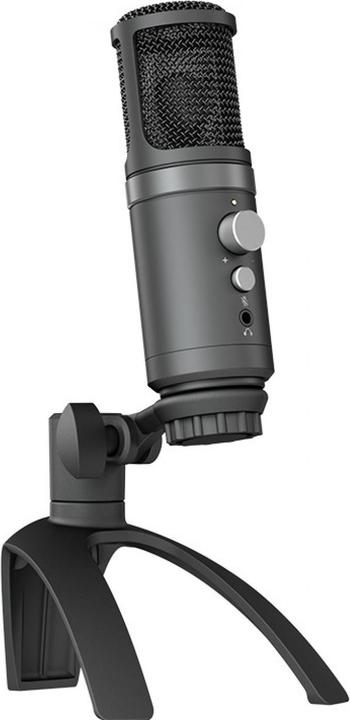 Actual product image PhoneLook Hi-Rec microphone professionnel aluminium pour studio et podcast incl. pied ajustable et prise AUX