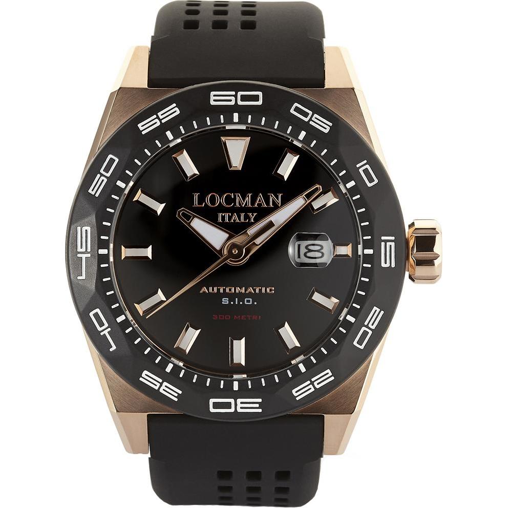 Locman, Armbanduhr, Italy Herrenuhr Stealth Automatik schwarz/rosé PVD Ref. 0215, Schwarz, (Analoguhr, 46 mm)