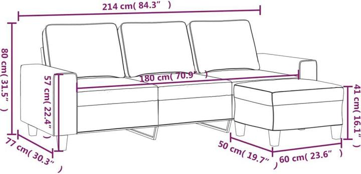 Produktbild vidaXL 3-Sitzer-Sofa mit Hocker (3-Sitzer)