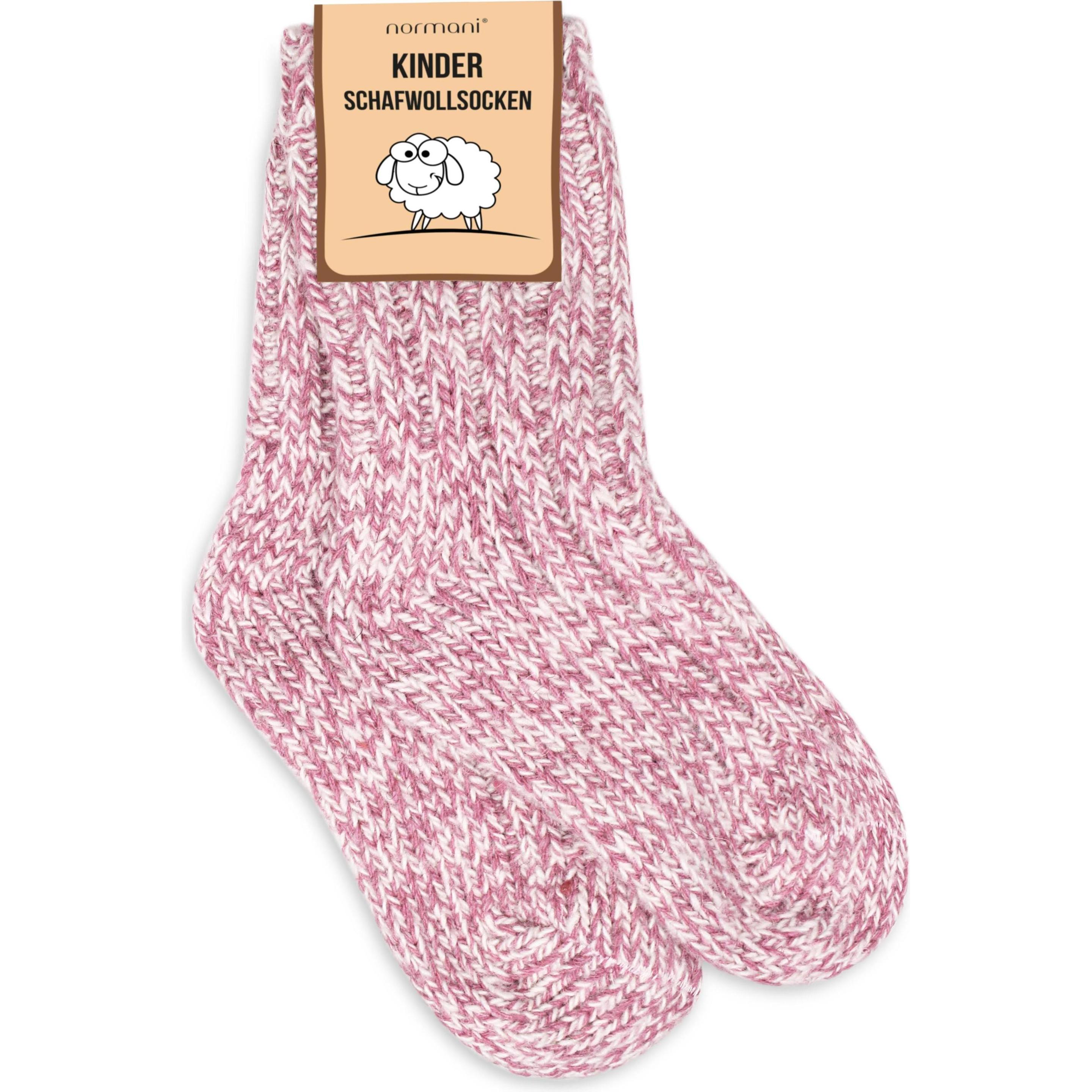 Thumbnail - Normani, Unisex, Socken, 3 Paar Kinder Norwegersocken mit Schafwolle, Rot, (3er Pack, 19 - 22)