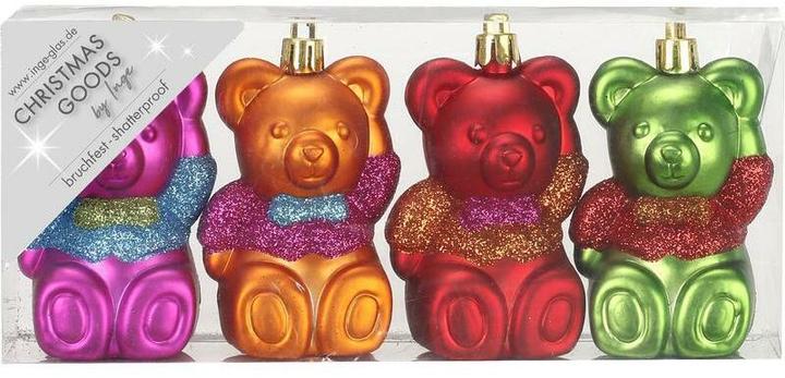 Inge’s Glas Christmas Decor Weihnachtsschmuck Teddybär 4 Stück, Mehrfarbig (4-teilig)