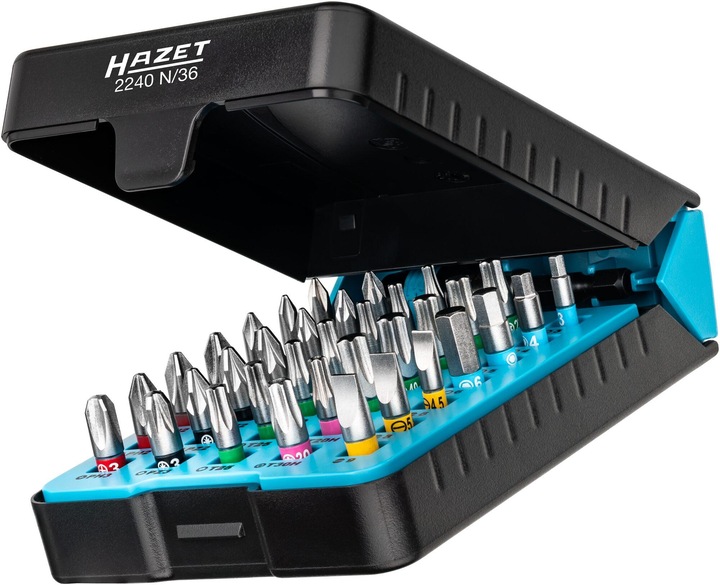 Actual product image HAZET Screwdriver bit set 2240N/36 ∙ Hexagon, solid 6.3 (1/4 inches) ∙ Pozidriv profile PZ, Cross r…