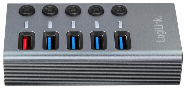 Produktbild LogiLink Hub 4 x USB 3.2 Gen 1 + 1 x USB (Fast Charging) (USB-C, 5 Ports)