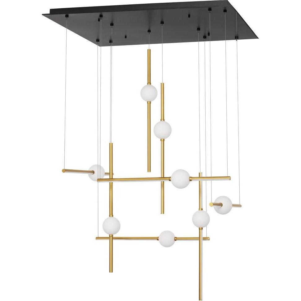Nova Luce, Pendelleuchte, ACROBAT LED Pendelleuchte Schwarz 105,8W Warmweiss 106x80x150cm dimmbar 9695259