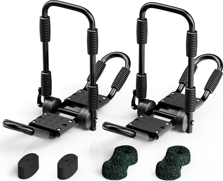Immagine prodotto Wiltec Portapacchi per Kayak 2 pezzi pieghevoli a J in alluminio per auto Kayak Canoa incl. cinghie di
