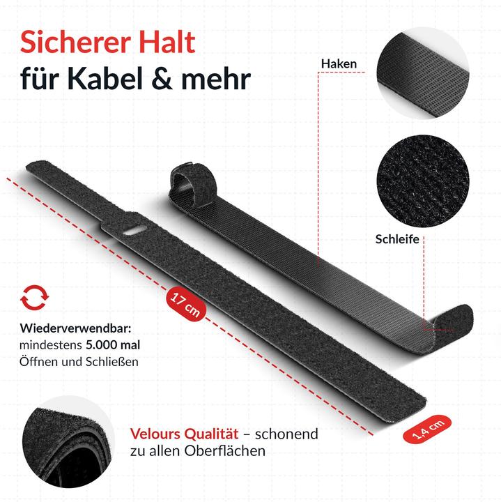 Actual product image Label-the-cable LTC Klettkabelbinder ProBasic50er Set z Bündeln & Ordnen sch (Velcro cable ties, 170 mm, 50 pcs.)