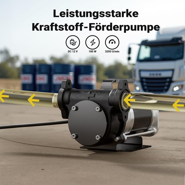 Actual product image Wiltec Transferpumpe 12V 180W Kraftstoffpumpe 57l/min Förderpumpe Diesel/Benzin