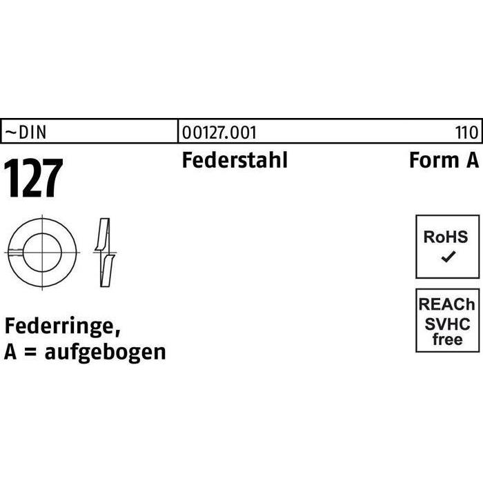 Zubehör Befestigungstechnik, Federring DIN 127 A 3 Federstahl