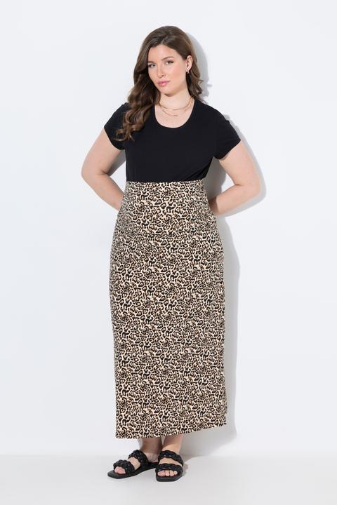 Produktbild Ulla Popken Bellieva Jersey-Maxirock, Muster, Stretchbund (58)