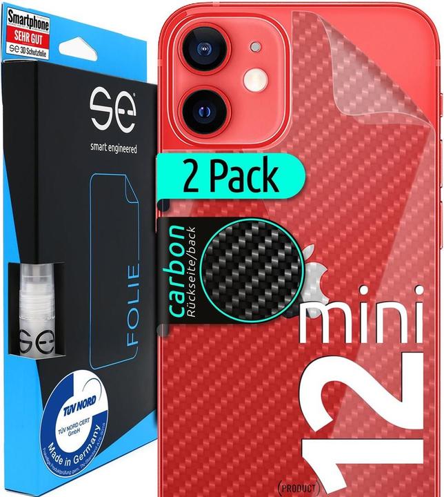 Smart Engineered 2x3D back protector for Apple iPhone 12 mini carbon (SE0-B0104-0141-20-M) (2 Piece, Apple iPhone 12 mini)