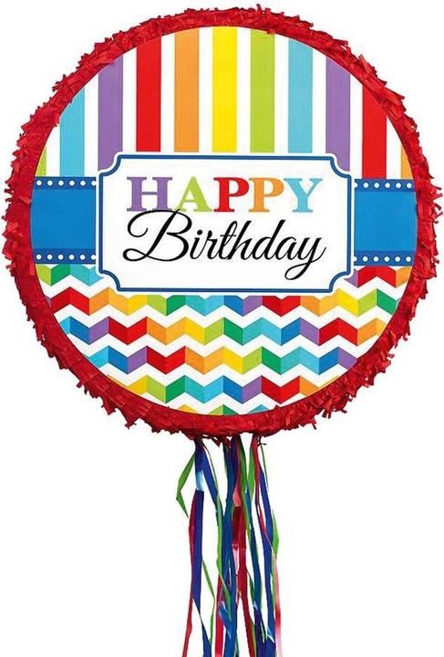 Actual product image Magni P33521 - Pull pinata Birthday Brights paper / plastic 45 x 45 x 8.2 cm, decoration (4 Piece)