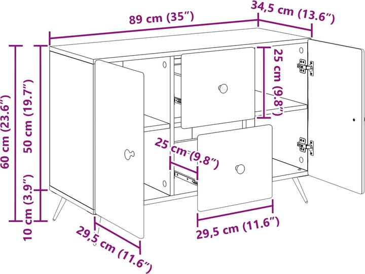 Produktbild vidaXL Buffetschrank (89 x 34.50 x 60 cm)